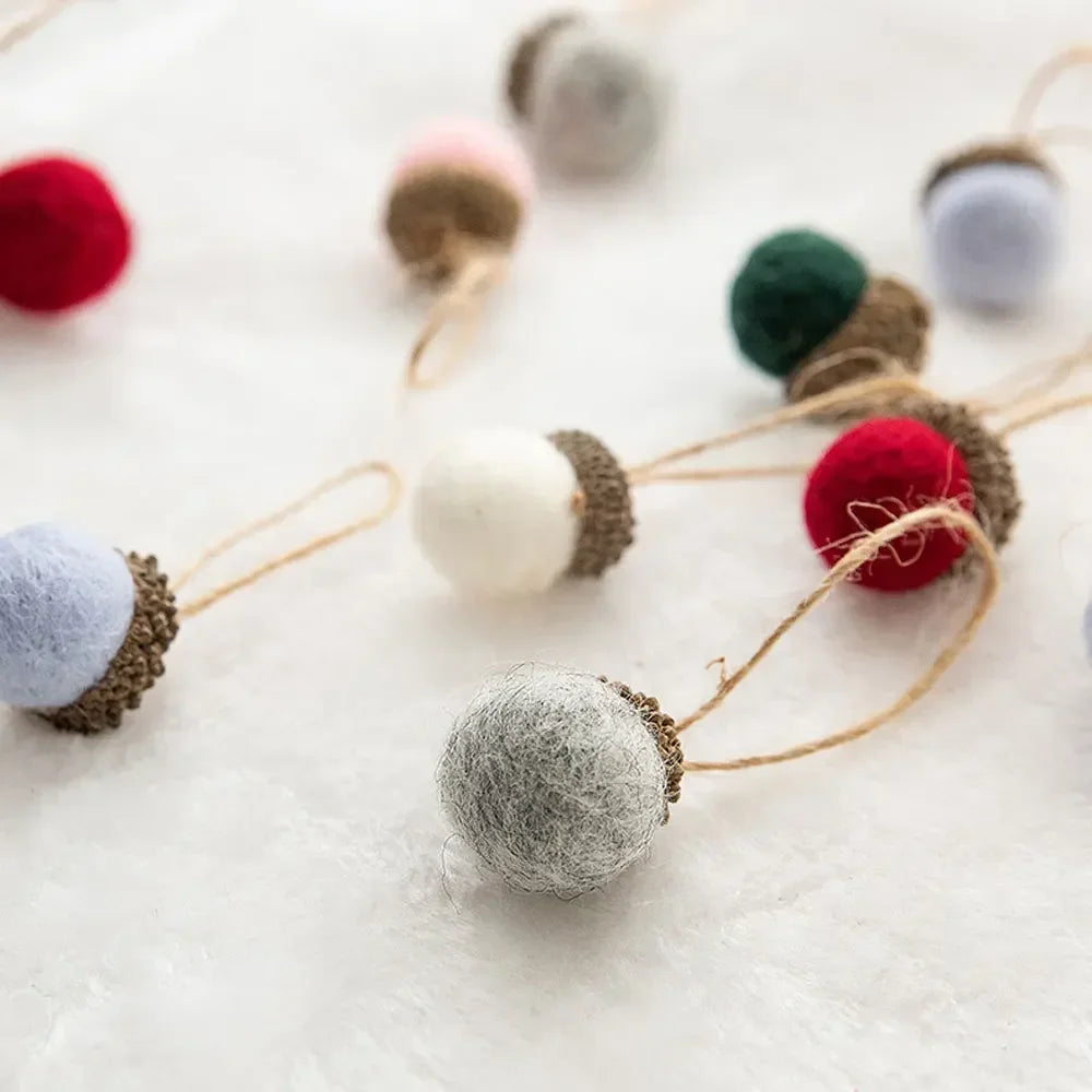 Wool Felt Acorn Ornaments – Set of 6