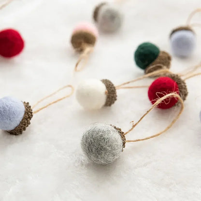 Wool Felt Acorn Ornaments – Set of 6