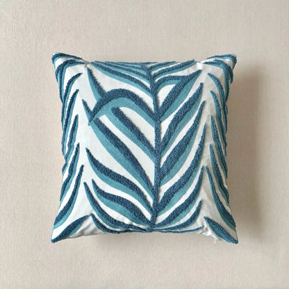 🌿 Green Leaf & Sunflower Embroidered Pillow Cover – 18 x 18 inches Boho Modern Cushion Cover for Sofa, Chair, or Car