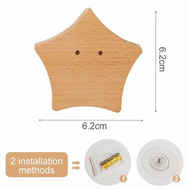 Cute Wooden Animal Wood Wall Hook – Beech Wood Decorative Hanger for Kids Rooms, Entryways, Kitchens & More (1pc)  Giraffee Rabbit Hippo Cat Octopus Lion Cat Dog Elephant Dog Nursery