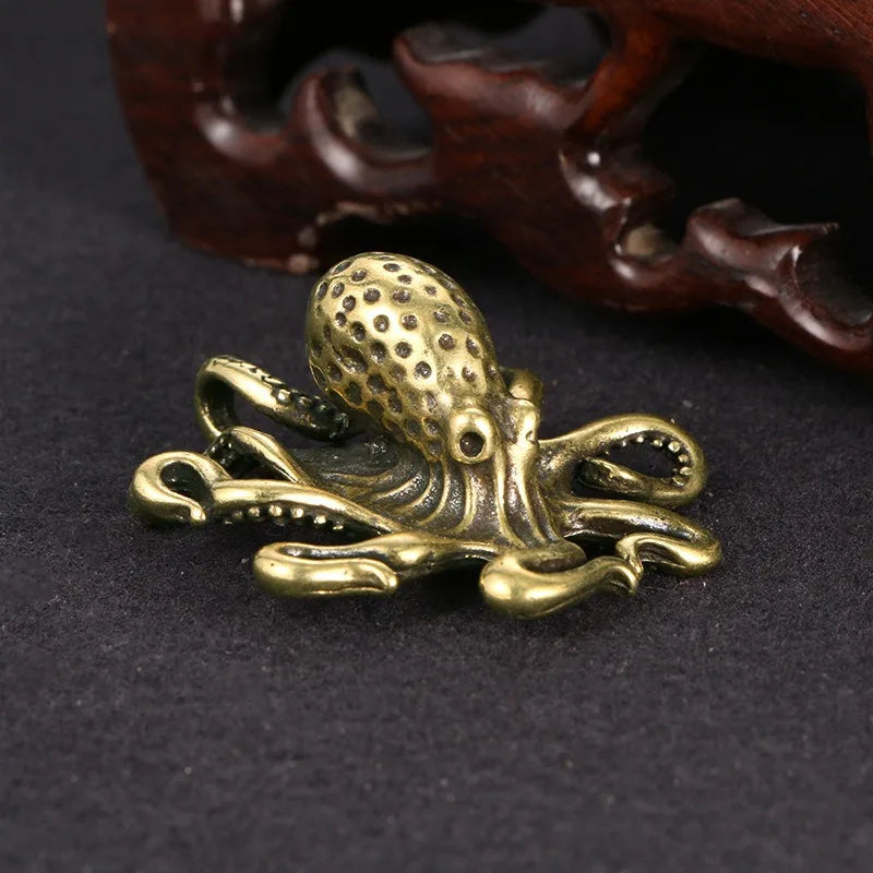 Brass Octopus Home Decoration Antique Looking Animal Figurine Miniatures Desk Ornament Accessories Creative Table Home Decor Boho