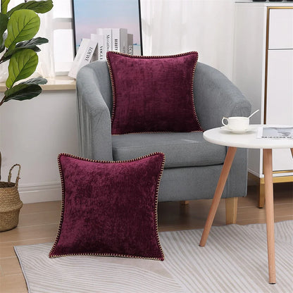 Luxury Chenille Throw Pillow Cover - Forest Green