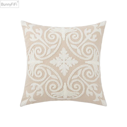 Cozy Embroidered Throw Pillow Cover – Nordic-Inspired Boho Home Decor Accent