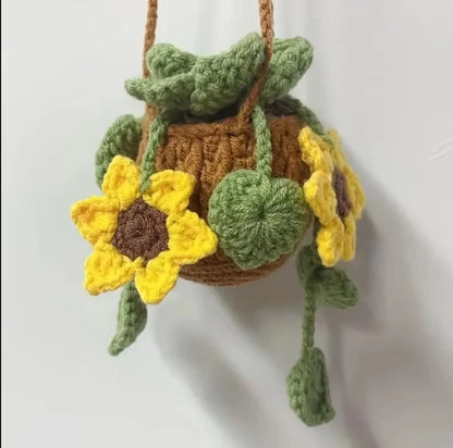Handmade Crochet Succulent Car Hanging