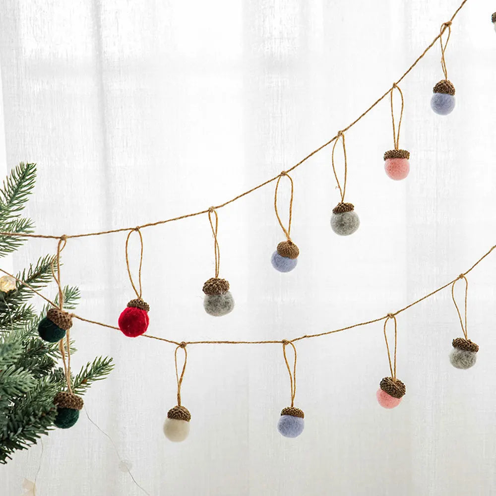 Wool Felt Acorn Ornaments – Set of 6