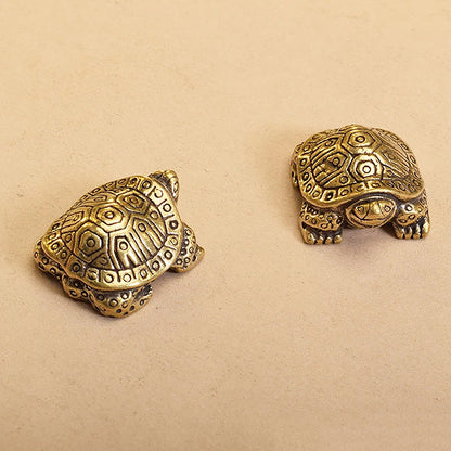 1Pc Antique Looking Solid Brass Turtle Ornament Animal Sculpture Home Office Desk Decorative Home Decor Boho