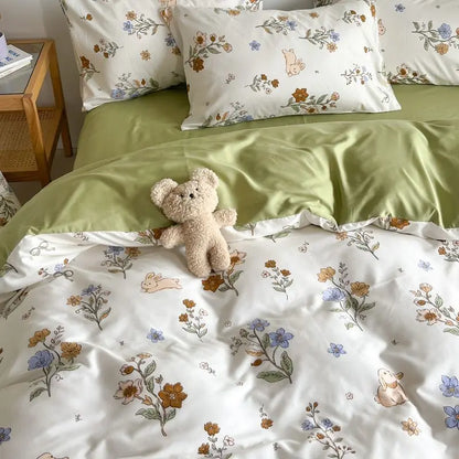 Pink Floral Boho Bedding Set – Soft Microfiber Duvet Cover, Flat Sheet & Pillowcases