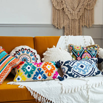 Boho Home Decor Cotton Pillowcase – Decorative Bohemian Sofa Cushion Cover for Living Room