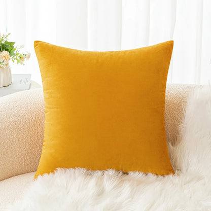 Velvet Pillowcase Sofa Cushion Cover – Solid Color Throw Pillow Case for Living Room