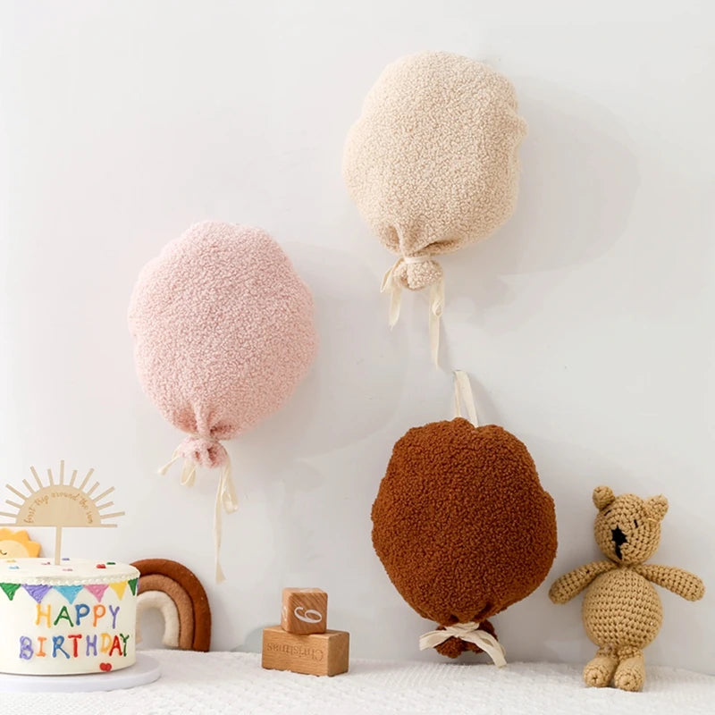 Teddy Velvet Balloon Pillow – Soft Cotton Baby Room Hanging Decor