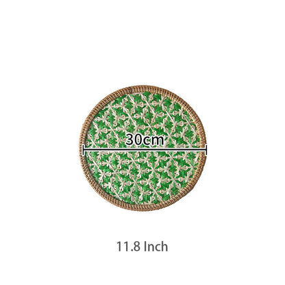 Hand-Woven Bamboo Boho Placemats – Round Rattan Table Mats for Rustic Kitchen