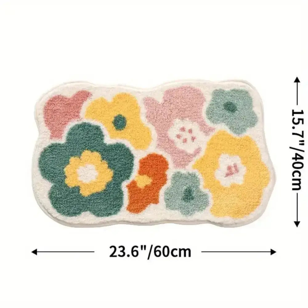 Soft & Absorbent Flower Bathroom Rug – Non-Slip Boho Bath Mat