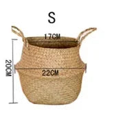 Boho Home Decor Seaweed Wicker Basket – Eco-Friendly Rattan Hanging Flowerpot & Storage Basket