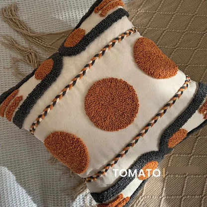 Bohemian Pillow Cushion Cover Geometry Embroidered Tassel Embroidery Pillowcase Throw Decorative Living Room Sofa Home Bed Decor Boho 1Pc