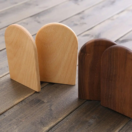 1Pc Book Holder Nature Wooden Bookend Beech Walnut Desk Organizer Desktop Bookshelf Simple Wood Book Support Boho Minimalism