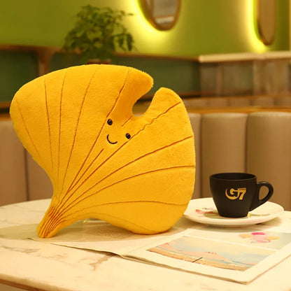Plush Leaf Pillow – Soft Maple & Ginkgo Cushion Toy for Fall Home Decor & Gifts