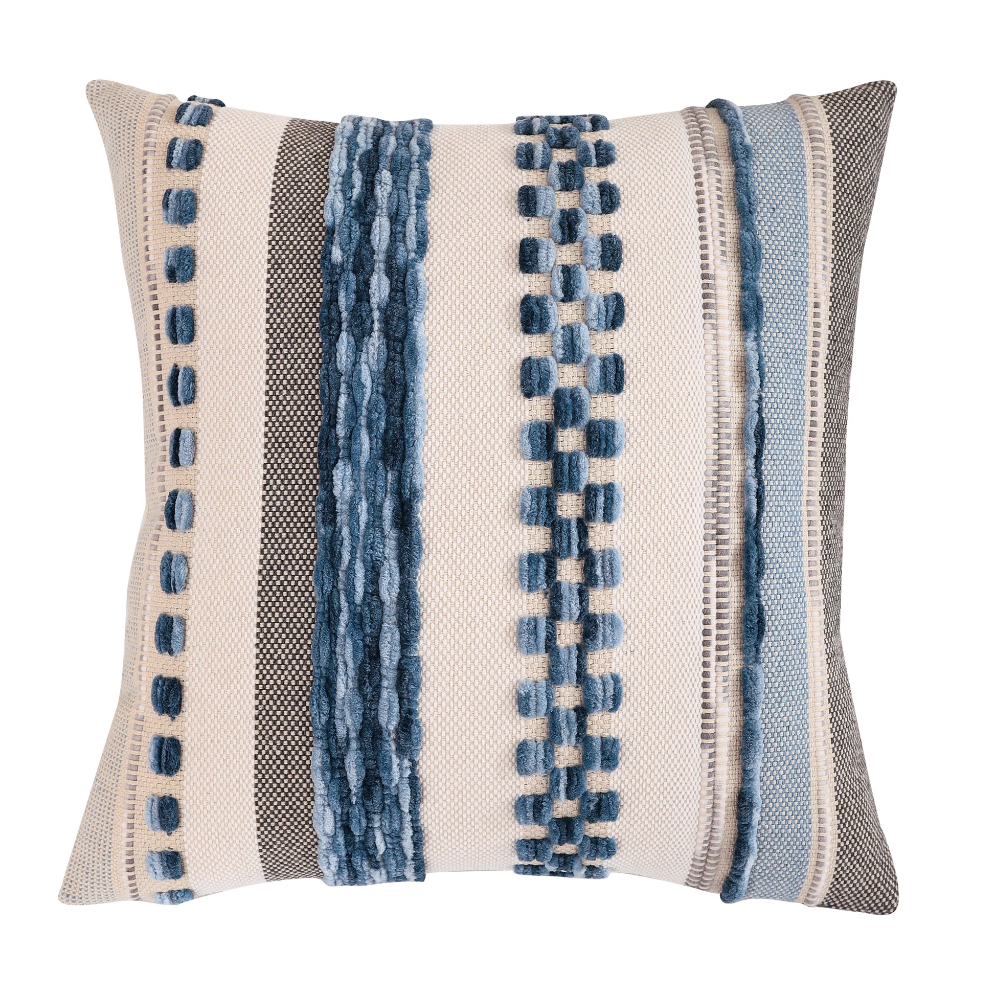 Boho Striped Chenille Throw Pillow Cover – Decorative Square Cushion for Cozy Home Accents