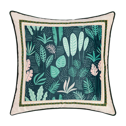 Velvet Leaf Patterned Pillow Cover – Soft Decorative Cushion Cover