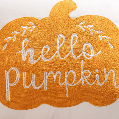 Halloween Pumpkin & Ghost Embroidered Velvet Pillow Cover – Festive Throw Cushion for Sofa, Bed & Home Decor