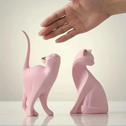 Resin Cat Statue – European-Inspired Romantic Animal Figurine for Boho Home Decor