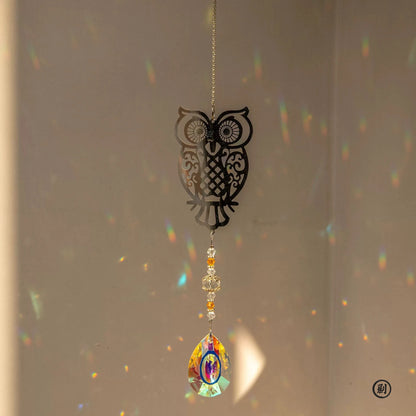Crystal Sun Catcher with Tree of Life Pendant – Hanging Rainbow Maker & Wind Chime for Windows, Gardens, and Cars