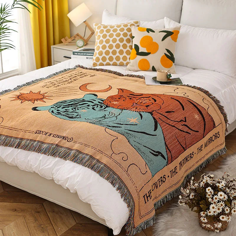 Boho Tassel Throw Blanket Tigers