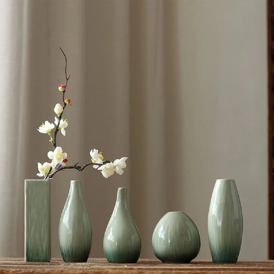 simple ceramic vase teal decoration, living room home dining table decor, hydroponic plant small vase boho home decor