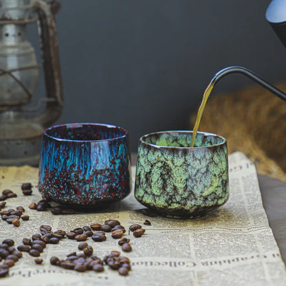 Colorful Reactive Glaze Ceramic Coffee Mug – 6oz Espresso & Tea Cup for Home, Office & Café