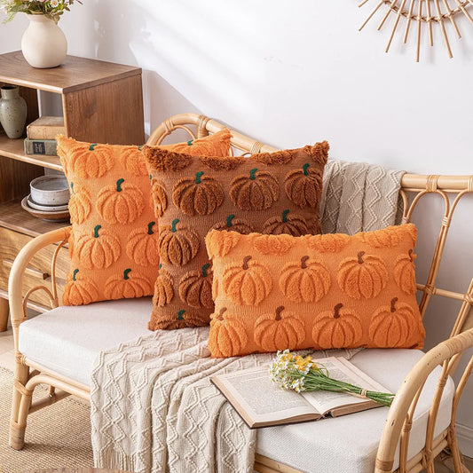 Plush Pumpkin Pillow Cover – Cozy Autumn Accent for Sofa or Bed