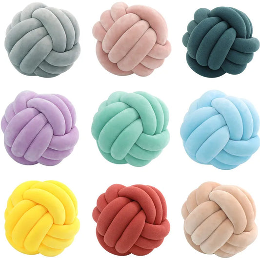 Knot Ball Throw Pillow – Soft Plush Cushion for Kids & Adults Boho Home Decor