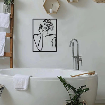 Woman Face Body Outline Kiss Silhouette Iron Wall Hanging Decor Abstract Line Ornament Beautiful Art for Living Room Bedroom Home Artwork Decor