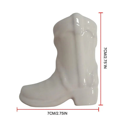 Ceramic Match Holder With Striker Cowboy Boot Shaped Boho Style Jar Fireplace Home Decor Container