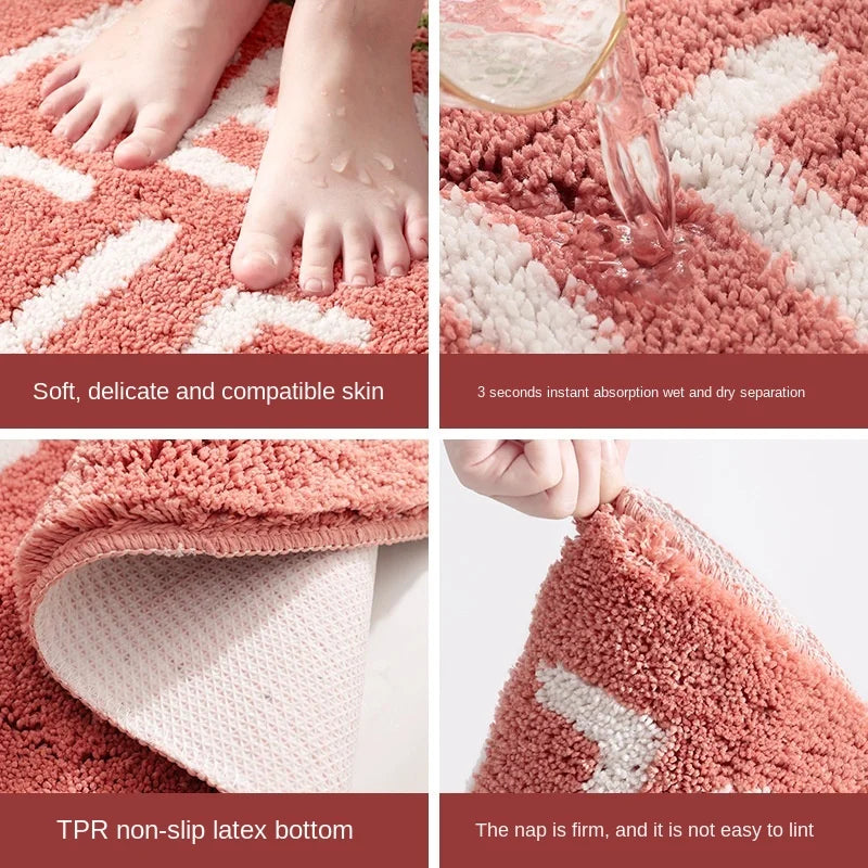 Peach & Lemon Shaped Microfiber Bath Mats – Soft, Absorbent & Non-Slip Bathroom Rugs
