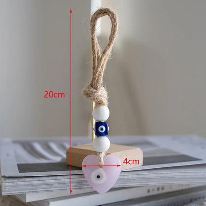🧿 Evil Eye Glass Wall Hanging with Braided Rope – Handmade Mediterranean Charm