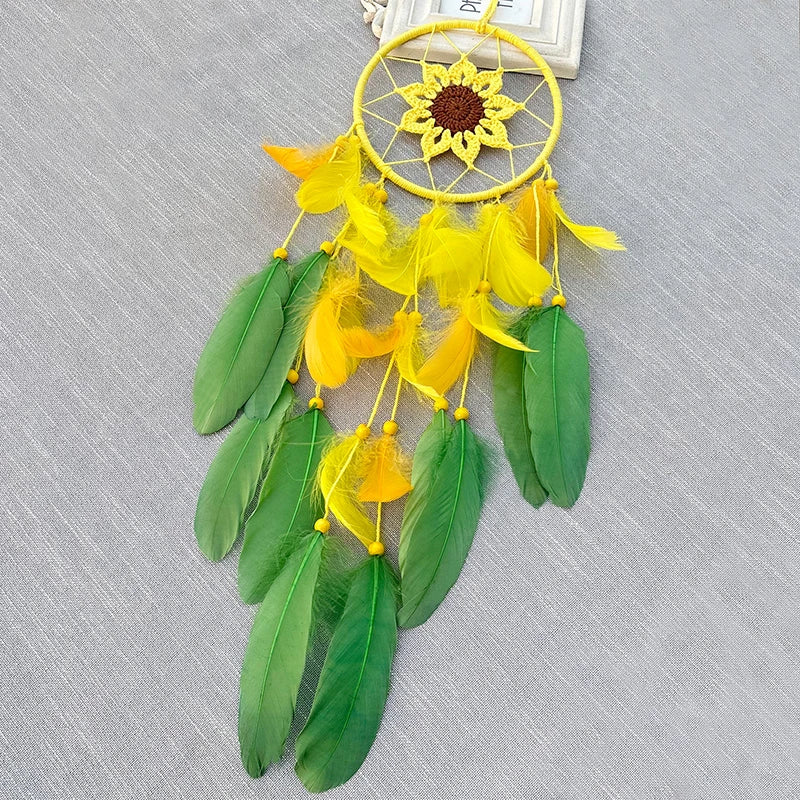 Sunflower Crochet Dreamcatcher – Handmade Boho Wall Hanging for Bright & Cheerful Spaces