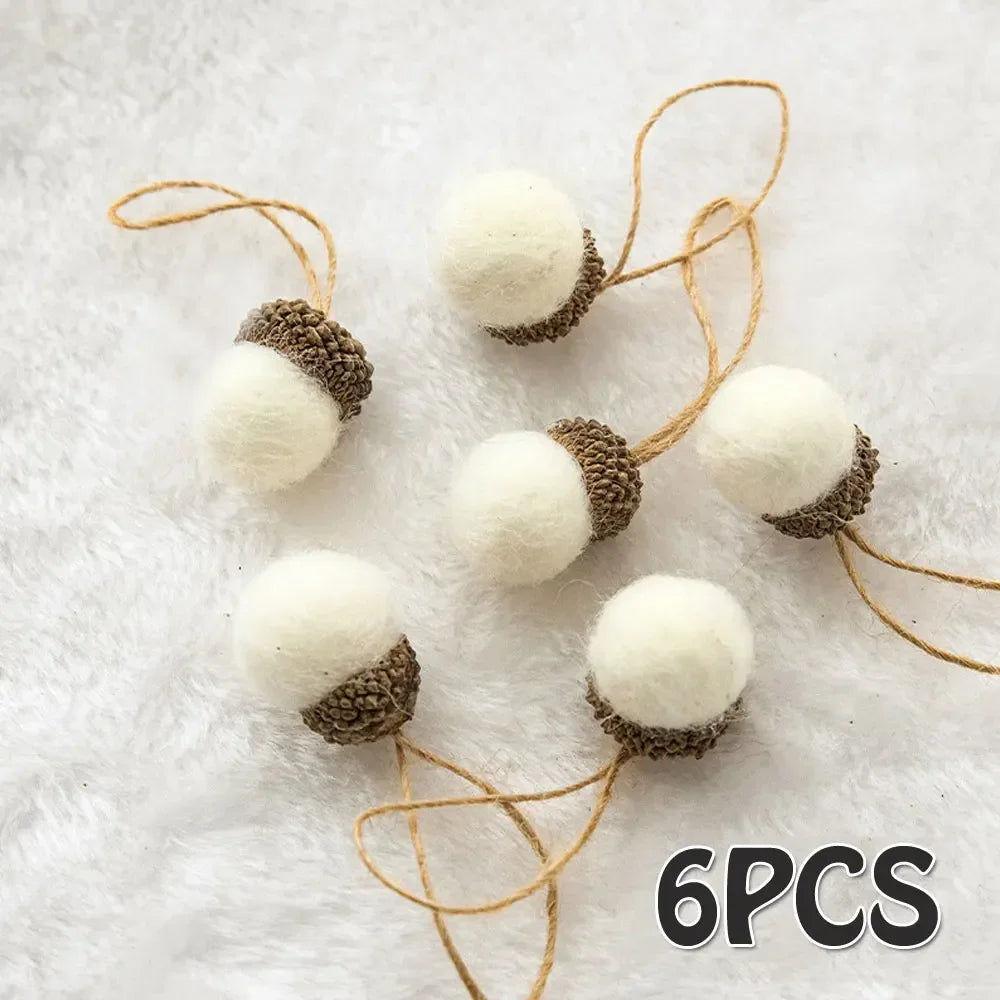 Wool Felt Acorn Ornaments – Set of 6