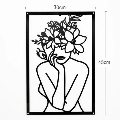 Woman Face Body Outline Kiss Silhouette Iron Wall Hanging Decor Abstract Line Ornament Beautiful Art for Living Room Bedroom Home Artwork Decor