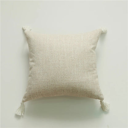 Linen Feel Tassel Pillow Cover – Cushion Cover for Sofa, Bed & Chair | Summer Boho Home Decor