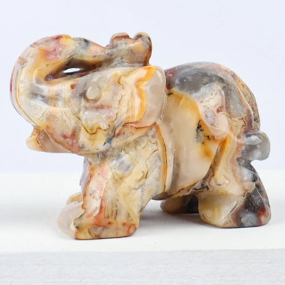 Hand-Carved Crystal Elephant Figurine – Natural Gemstone Animal Statue for Chakra, Meditation & Boho Home Decor