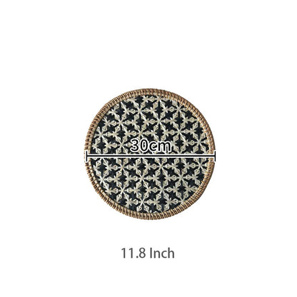 Hand-Woven Bamboo Boho Placemats – Round Rattan Table Mats for Rustic Kitchen