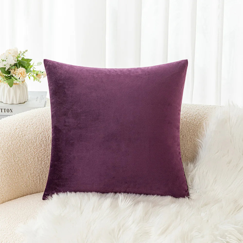 Velvet Pillowcase Sofa Cushion Cover – Solid Color Throw Pillow Case for Living Room