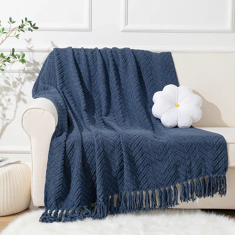 Thick Knitted Throw Blanket Soft Warm Decorative Sofa Bed Bedspread Home Boho Room Decor