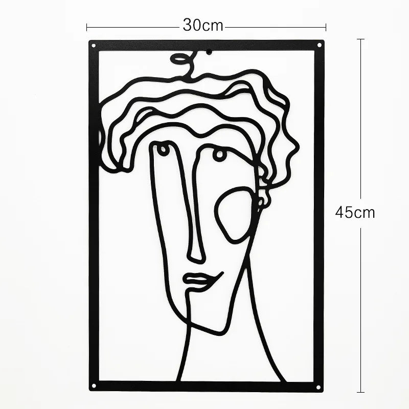 Woman Face Body Outline Kiss Silhouette Iron Wall Hanging Decor Abstract Line Ornament Beautiful Art for Living Room Bedroom Home Artwork Decor