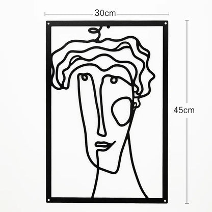Woman Face Body Outline Kiss Silhouette Iron Wall Hanging Decor Abstract Line Ornament Beautiful Art for Living Room Bedroom Home Artwork Decor