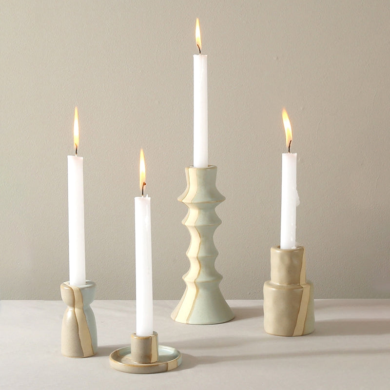 Ceramic Candlestick Nordic Candle Holder Home Decoration Boho Decor Clay Pottery