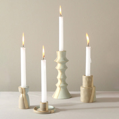 Ceramic Candlestick Nordic Candle Holder Home Decoration Boho Decor Clay Pottery