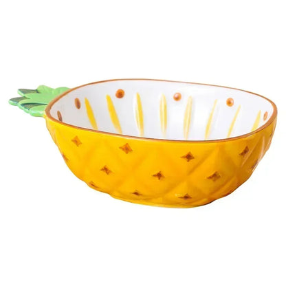 Hand-Painted Fruit Ceramic Bowl – Cute Pineapple, Strawberry, or Lemon Design