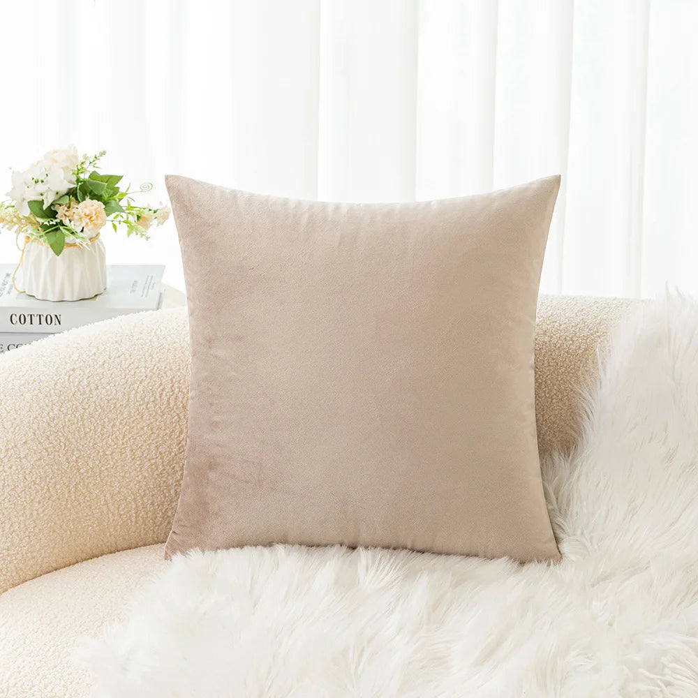 Velvet Pillowcase Sofa Cushion Cover – Solid Color Throw Pillow Case for Living Room