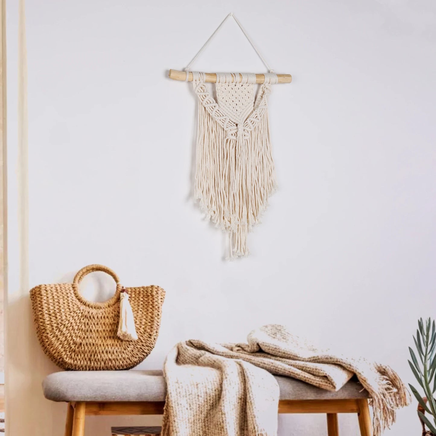 Macrame Woven Wall Hanging Boho Home Chic Bohemian Geometric Art Decor Handmade Beautiful Apartment Dorm Room Decoration Tapestry Boho 1Pc