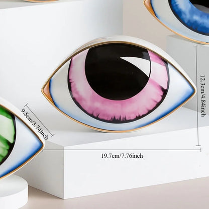 Moroccan Turkish blue evil eye ceramic figurine, unique bohemian home decor accent perfect for eclectic and boho home styles, adds soulful vibes and a cozy touch to any room, great for gifting as a boho home decor gift or housewarming present.